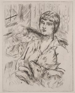Nainen koiran kanssa, kuvitus Octave Mirbeaun "Dingosta". tekijältä Pierre Bonnard