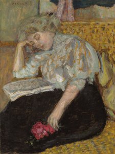 nainen ruusun kanssa; Femme a la rose, 1908 tekijältä Pierre Bonnard