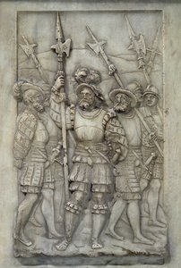 Halberdiers, yksityiskohta Francois I:n ja Claude de Francen haudasta, tilattu vuonna 1548 (marmori).