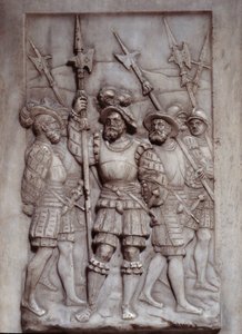 Sotilaat Pierre Bontempsin (1505/1510-1568/1570) toteuttama yksityiskohta Francois I:n (1494 - 1547) haudan basreliefeistä