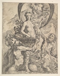 Jupiter, Pluto ja Neptunus tarjoavat rikkauksiaan onnelle, 1624. tekijältä Pierre Brebiette