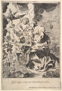 Neitsyt ja lapsi enkelien kanssa, 1636. tekijältä Pierre Brebiette