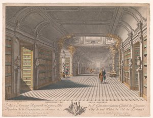 Sainte-Genevièven luostarin kirjasto Pariisissa Bibliotheque de Sainte Genevieve (nimi esineessä) tekijältä Pierre Claude Delagardette