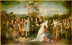 Markiisi de Louvois (1639-1691) esitteli Royal Hote des Invalidesin suunnitelman Ludvig XIV:lle. Läsnä olevien joukossa ovat Henri de la Tour d