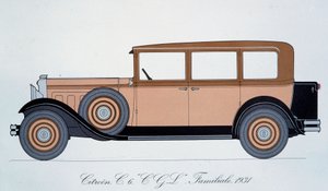 Kilpi, joka edustaa vuoden 1931 Citroen-perheautoa tekijältä Pierre Dumont