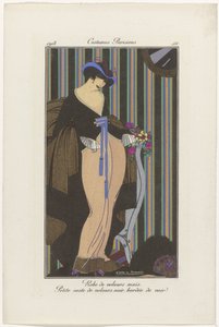 Journal of Ladies and Fashions: The Fashion Illustrators Journal of Ladies and Fashions: Fashion News Journal des Dames et des Modes, Costumes Parisiens, 1913, nro 111: samettimekko (...) tekijältä Pierre Emile Legrain
