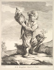 Pikkupoika pitelee astiaa, ensimmäisestä Figuurikirjasta M...:n posliinien jälkeen, 1757.