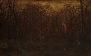 Metsä talvella auringonlaskun aikaan, n. 1846-67.