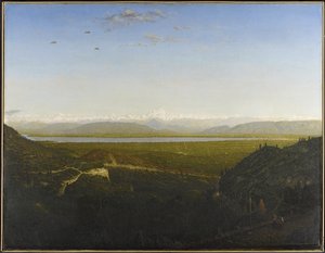 Näkymä Mont Blancille, katso La Faucillesta, n. 1865 (öljy kankaalle) tekijältä Pierre Etienne Theodore Rousseau