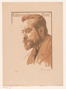 Édouard Rodin muotokuva Edouard Rod (otsikko esineessä) tekijältä Pierre Eugène Vibert (signed by artist)
