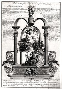 Kunnianarvoisa Robert Walpole (1676-1745), Orfordin 1. jaarli, kunniaksi. tekijältä Pierre Fourdrinier