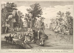 Sea Port Port de Mer maalauksen jälkeen Madame la Comtesse de Verruen kokoelmassa. tekijältä Pierre Francois Beaumont