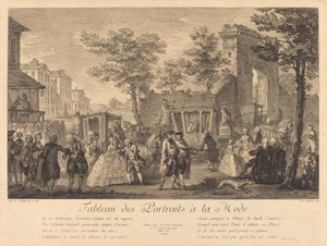Taulukko muodikkaista muotokuvista tekijältä Pierre Francois Courtois after Augustin de Saint Aubin