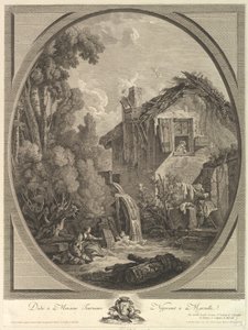 Paysage au Moulin Windmill Maisema, 1700-luku. tekijältä Pierre Francois Laurent