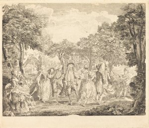 Baletti oopperassa tekijältä Pierre François Basan after Gabriel Jacques de Saint Aubin