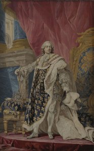 Ludvig XV:n muotokuva hänen kuninkaallisasussaan, n. 1769 tekijältä Pierre François Cozette