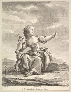 Pieni tyttö leikkii koiran kanssa, toisesta Figuurikirjasta posliinin jälkeen..., vuoden 1757 jälkeen.