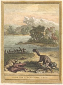 Le loup et le renard (Susi ja kettu) tekijältä Pierre François Tardieu after Jean Baptiste Oudry