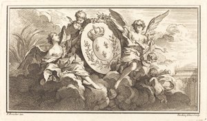 Ludvig XV:n kuninkaallinen vaakuna tekijältä Pierre François Tardieu or Jacques Nicolas Tardieu after François Boucher