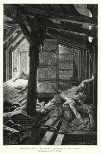 Emir-Feir tarttuu Bohemondin käteen voimalla (kaiverrus)