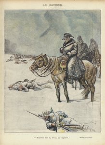 Napoleon vetäytymässä Moskovasta, kuvitus Le Rirelle
