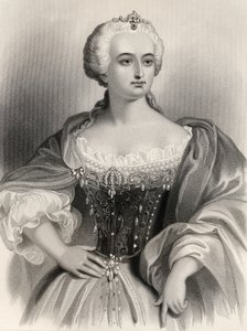 Maria Theresa (1717-80) Itävallan arkkiherttuatar ja Unkarin kuningatar emd Bohemia, kuvitus Mary Cowden Clarken teoksesta "Maailman tunnetut naiset", 1858 tekijältä Pierre Gustave Eugene Staal