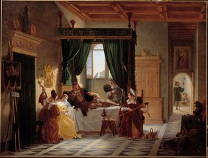 Bayardin toipuminen Ritari Pierre Terrail, Bayardin herra (1476-1524) kovalentoisessa taistelussa Brescian piirityksen jälkeen. Pierre Henri Revoilin (1776-1842) maalaus 1800-luvun aurinko. 1,35 x 1,77 m