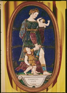 Kiltti, joka kuvaa Charitya, Limousin, 1559 (maalattu emali) tekijältä Pierre I Courteys