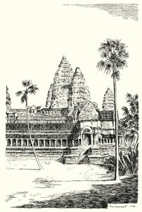 Angkor Vatin tornit (kaiverrus)