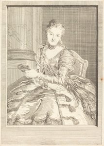 Rouva de M ... juhlapukussa tekijältä Pierre Louis de Surugue after Charles Antoine Coypel