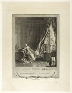Boudoir, teoksesta Monument du Costume Physique et Moral de la fin du Dix-huitième siècle (Monument du Costume Physique et Moral de la fin du Dix-huitième siècle). tekijältä Pierre Maleuvre