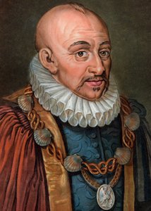 Michel Eyquem de Montaigne 1533-1592 - kaiverrus - 1800-luku - Michel Eyquem de Montaignen (1533-1592) muotokuva", ranskalainen humanistifilosofi. Kaiverrus Pierre Michel Alix