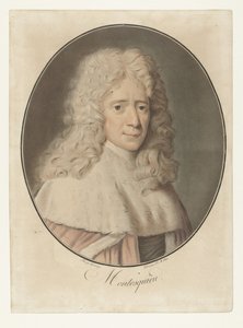 Charles de Montesquieun muotokuva Montesquieu (otsikko esineessä) Kokoelma suuria miehiä (sarjan nimi) tekijältä Pierre Michel Alix