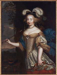 Madame de Montespan - Francoise Athenais de Rochechouart, Marquise de Montespan (1640-1707), Diana, kirjoittanut Mignard, Pierre (1612-1695). Öljy kankaalle. Koko: 130x95,5 cm. Yksityinen kokoelma