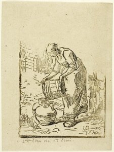 Nainen täyttää vesitölkkejä tekijältä Pierre Millet