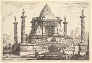 Kuvitteellinen arkkitehtuuri kamelin ja hahmojen kanssa, Della Bellan mukaan, 1700-luku.