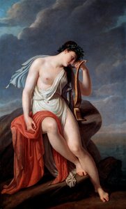 Sappho Lefkadan kalliolla, 1800-luvun alku. tekijältä Pierre Narcisse Guérin Baron
