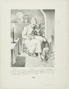 Jean-Jacques Rousseaun luonnos (etusivu); metsäkuva (kääntöpuoli). tekijältä Pierre Nolasque Bergeret