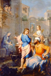 Tobias pyytää Raguelilta tyttärensä Sarahin kättä avioliittoon, 1733