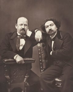 Émile Erckmann ranskalainen kirjailija, 1822-1899 ja Alexandre Chatrian ranskalainen kirjailija, 1826-1890, n. 1876 tekijältä Pierre Petit