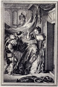 Aniardien kalenteri - Jean La Fontainen "" Tarinoita ja novelleja säkeissä" -osassa. 1776. P.P. Choffardin kuvitus. tekijältä Pierre Philippe Choffard