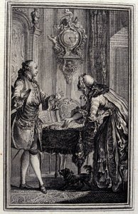 Le Gascon rangaistiin - Jean La Fontainen "" Tarinat ja uutiset säkeessä "". 1776. P.P. Choffardin kuvitus. tekijältä Pierre Philippe Choffard