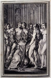 Le Glouches - Jean La Fontainen teoksessa "" Tarinoita ja novelleja säkeissä "". 1776. P.P. Choffardin kuvitus.