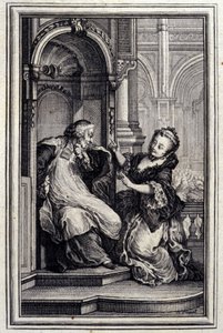 Le Mari tunnustaja - Jean La Fontainen teoksessa "" Tarinoita ja novelleja säkeissä "". 1776. P.P. Choffardin kuvitus.