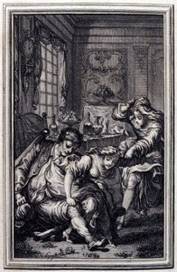 Lepakko - Jean La Fontainen "" Tarinat ja uutiset säkeessä "" 1776. P.P. Choffardin kuvitus. tekijältä Pierre Philippe Choffard