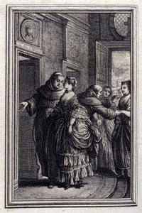 Les Freres de Catalunya - Jean La Fontainen teoksessa "" Tarinoita ja novelleja säkeissä "". 1776. P.P. Choffardin kuvitus. tekijältä Pierre Philippe Choffard