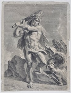 Hercules taistelee Lernaean Hydraa vastaan ​​(piirustus) tekijältä Pierre Puget