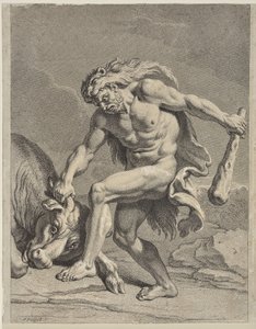 Hercules taistelee kreetalaista härkää vastaan (piirustus)