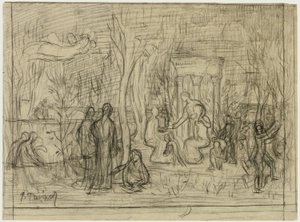 Sävellystutkimus teokselle The Sacred Grove, taiteiden ja muusojen rakas tekijältä Pierre Puvis de Chavannes