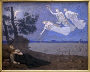 Le Reve (hän näkee unissaan rakkautta, kunniaa ja rikkautta) (maalaus) tekijältä Pierre Puvis de Chavannes